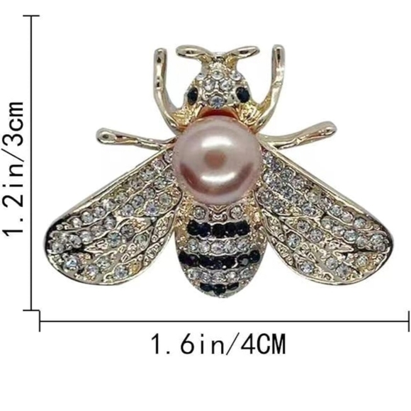 Honey Bee Rhinestone Brooch Pin Gold - Picture 5 of 10